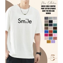 UNISEX SMILE GRAPHIC PRINT COTTON SPANDEX SHIRT FOR MEN 