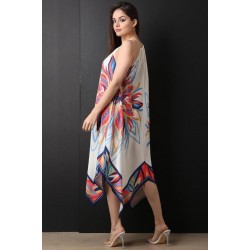 Unbalanced Hem Printed Summer Dress S M (L)