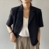 Korean Style Women Casual Loose Short Sleeve Blazer Fashion Plain Cardigan