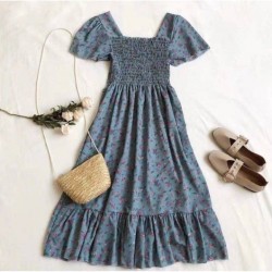 sleeve retro plain and floral print sanya two way dress floral print