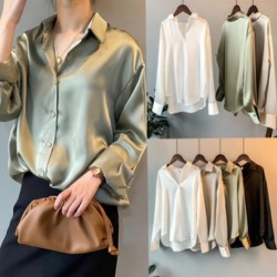 Women satin blouse long sleeve loose shirt fashion temperament casual top Oversized Shirt